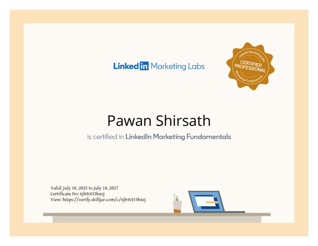 Pawan Shirsath Certificates